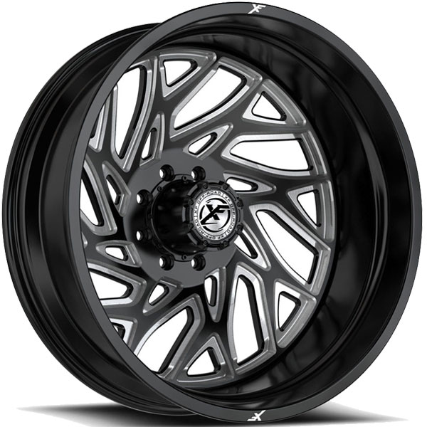 XF Off-Road XF-229 Dually Gloss Black with Milled Spokes Rear 8 Lug Center Cap