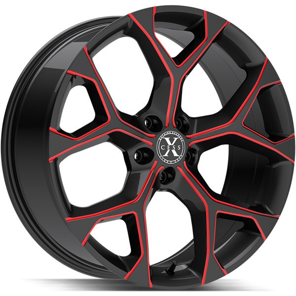 Xcess X05 Gloss Black with Candy Red Milled Spokes Center Cap