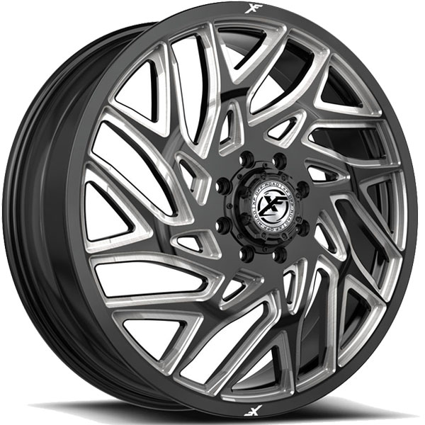 XF Off-Road XF-229 Dually Gloss Black with Milled Spokes Front 8 Lug Center Cap