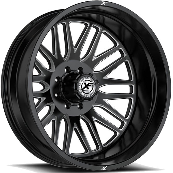 XF Off-Road XF-240 Dually Gloss Black with Milled Spokes Rear 8 Lug Center Cap